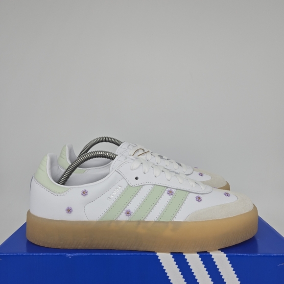 adidas Sambae Floral White Linen Green Gum Women's Shoes Size 7.5 New - Picture 3 of 8